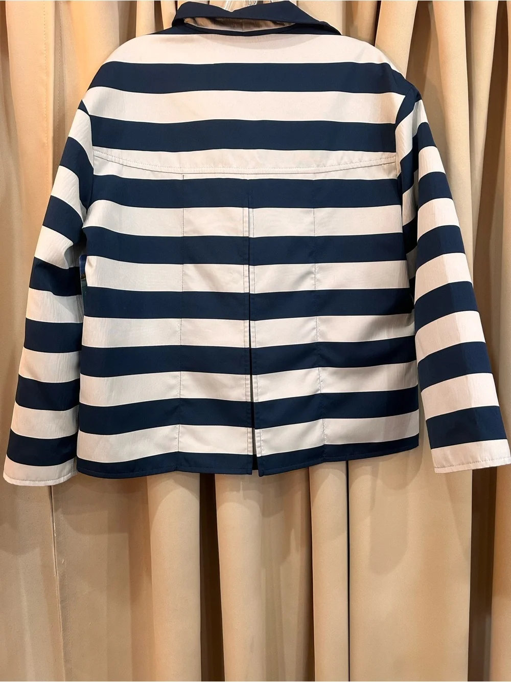 Akris Punto Navy & White Striped Zip-Up Jacket Reversible Dress Size 8 - Picture 3 of 6